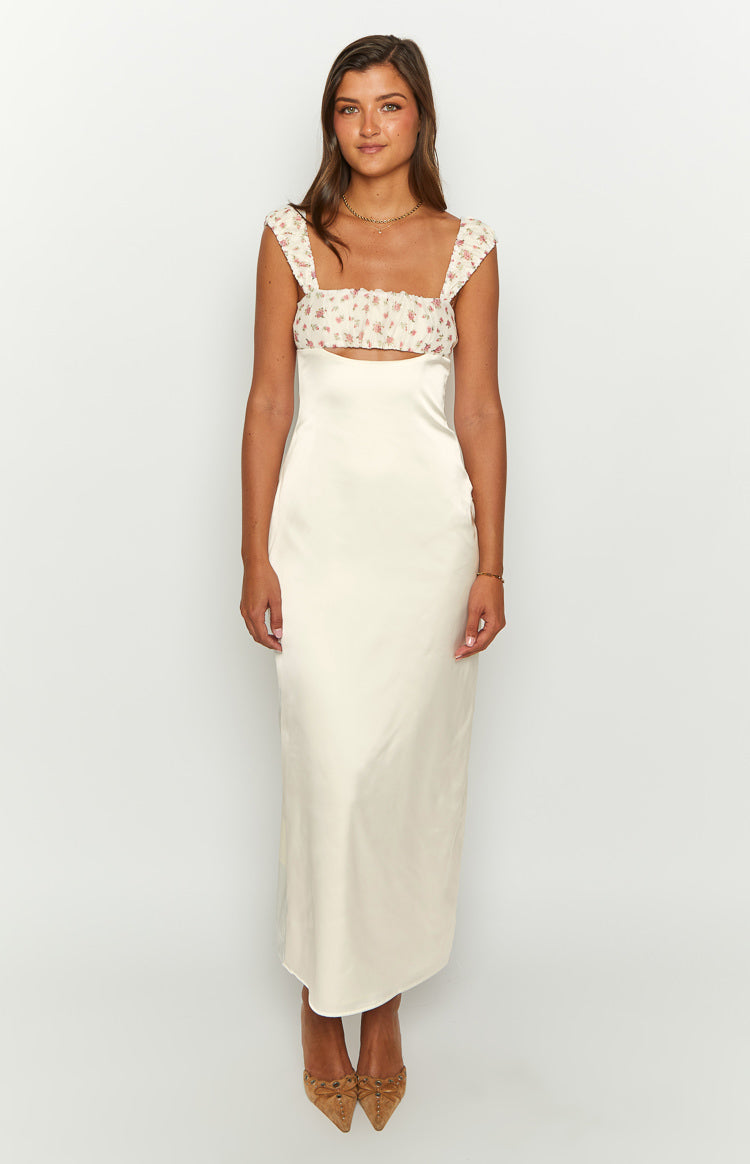 Yolandah Chiffon Maxi Dress | Cream