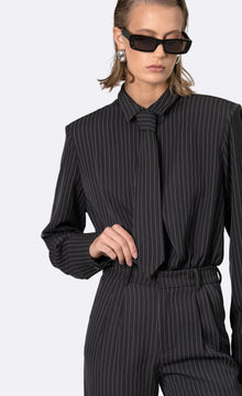 Elowen Bodysuit | Gray/White Stripe