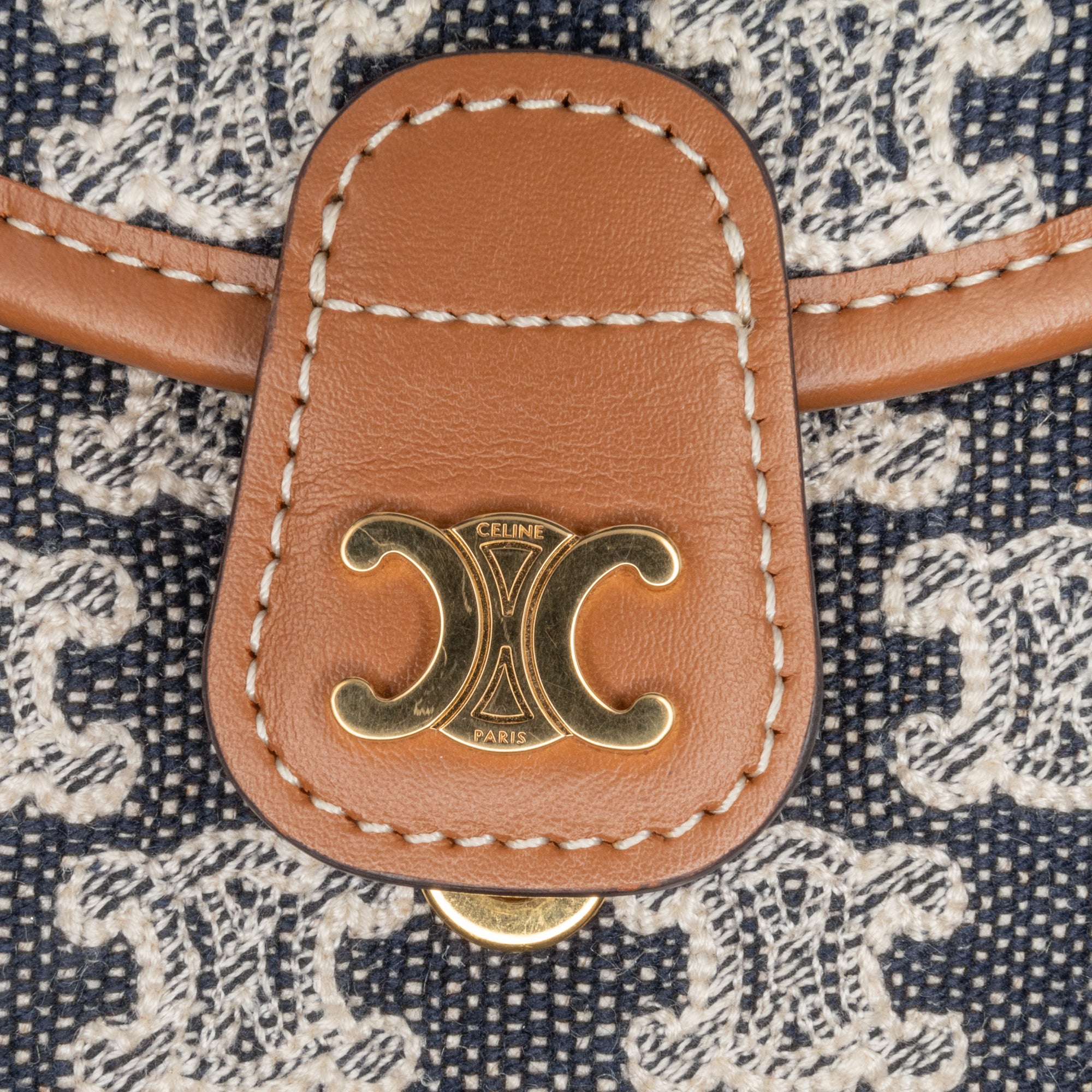 Celine | Pre-Owned Mini Triomphe Canvas and Calfskin Besace Crossbody | Blue/Navy