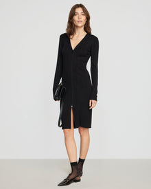 Renée | Ahran Ribbed Two-Way Zip Dress in Size Small