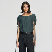 Bianca | Akari Semi-Sheer Gathered-Shoulder Blouse in Size Small