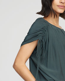 Bianca | Akari Semi-Sheer Gathered-Shoulder Blouse in Size Small