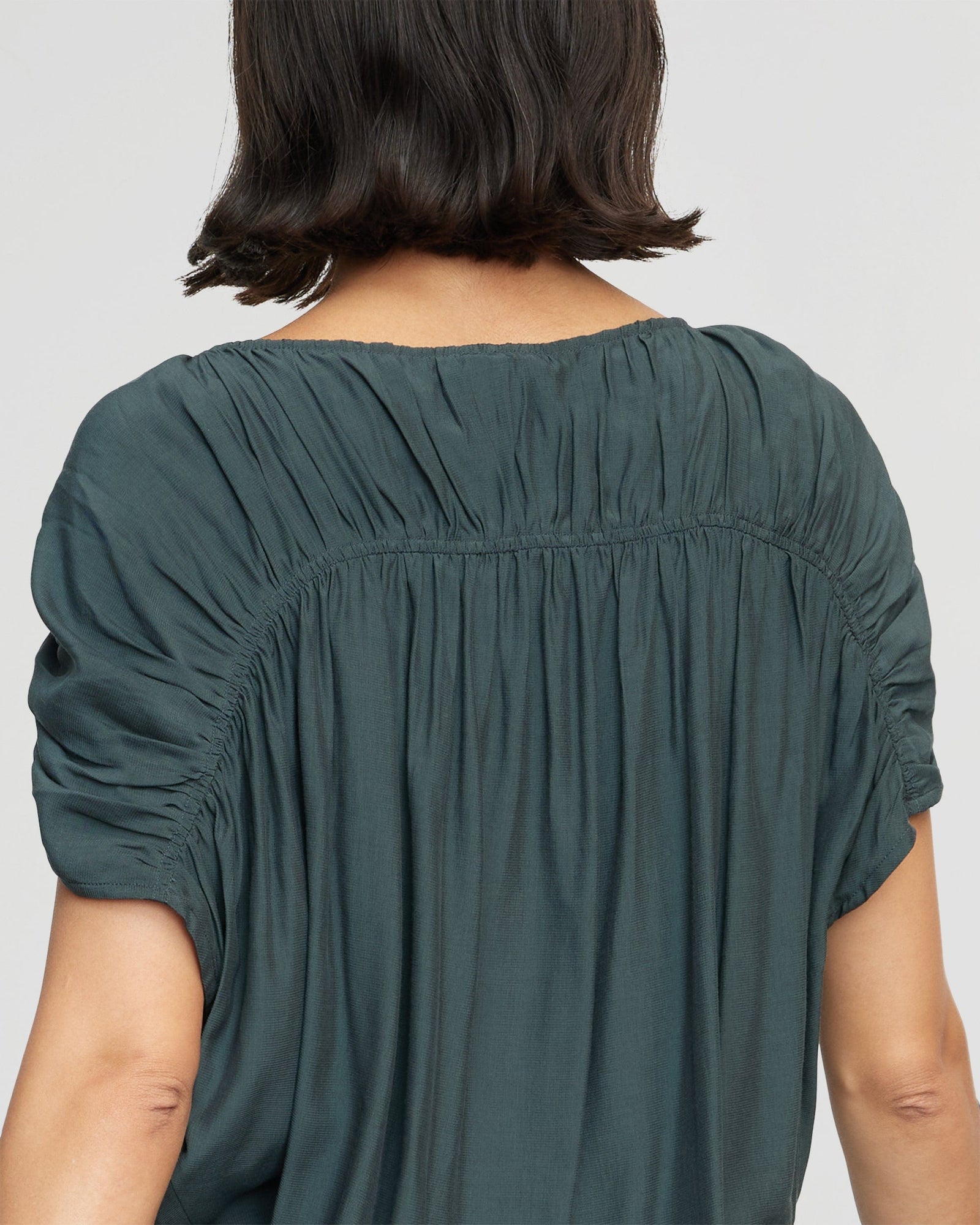 Bianca | Akari Semi-Sheer Gathered-Shoulder Blouse in Size Small