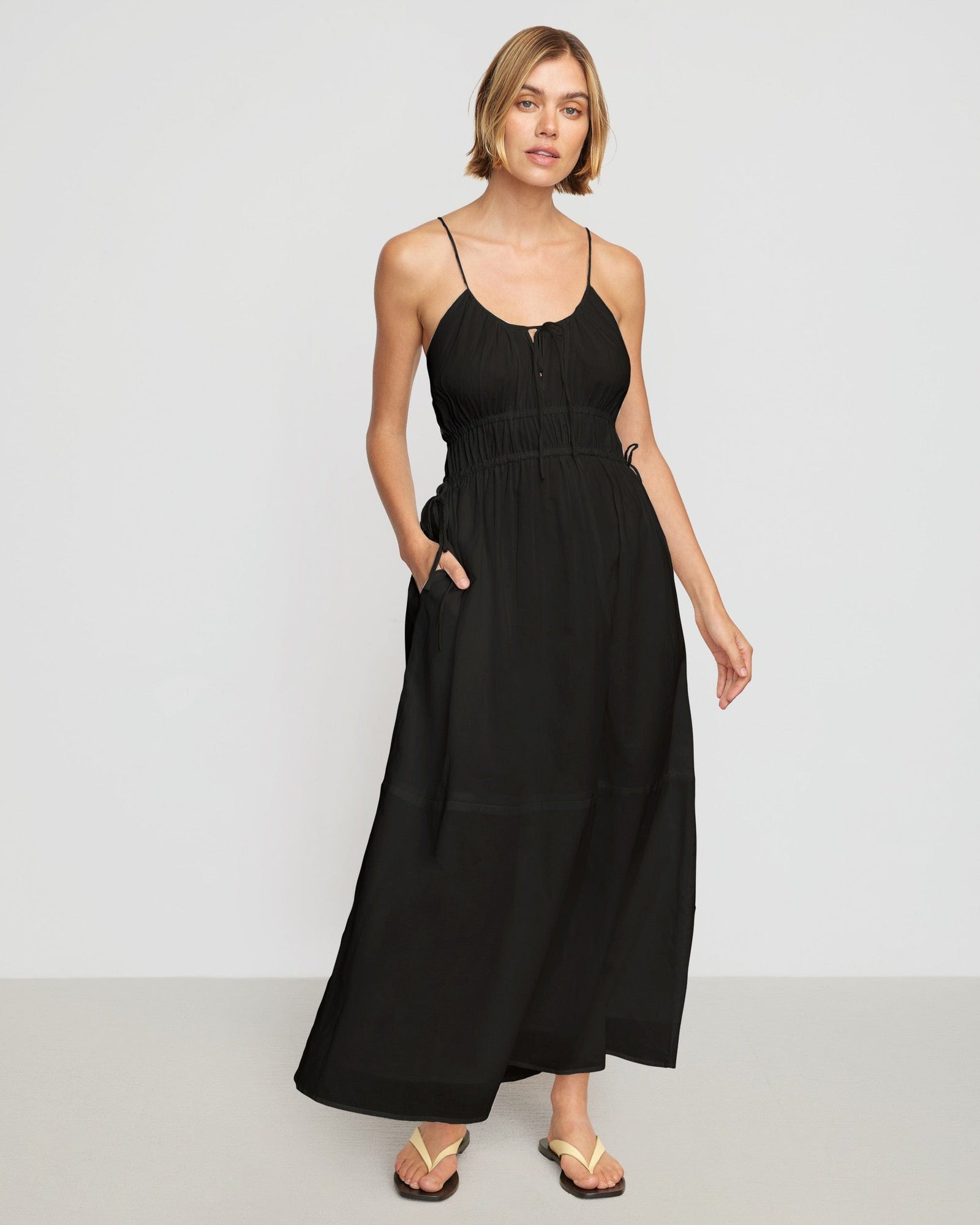 Alessandra Sculpted Cinched-Waist Dress | Black