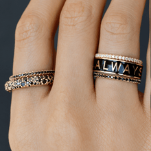 Women | Black Enamel Always Band – 6mm | 14k White Gold