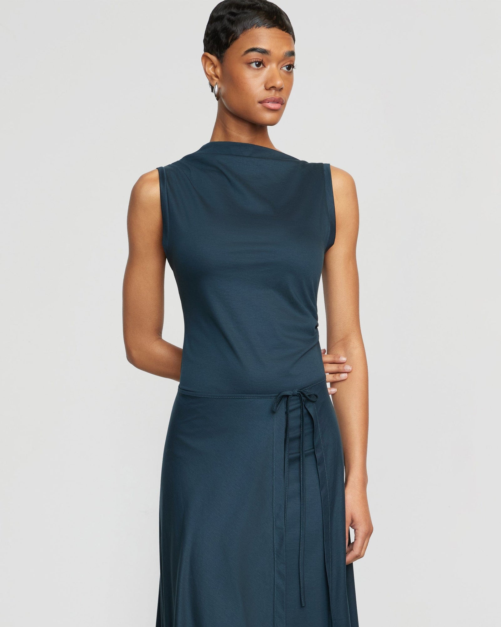 Simone | Amelia Asymmetric-Neck Wrap Dress in Size Small