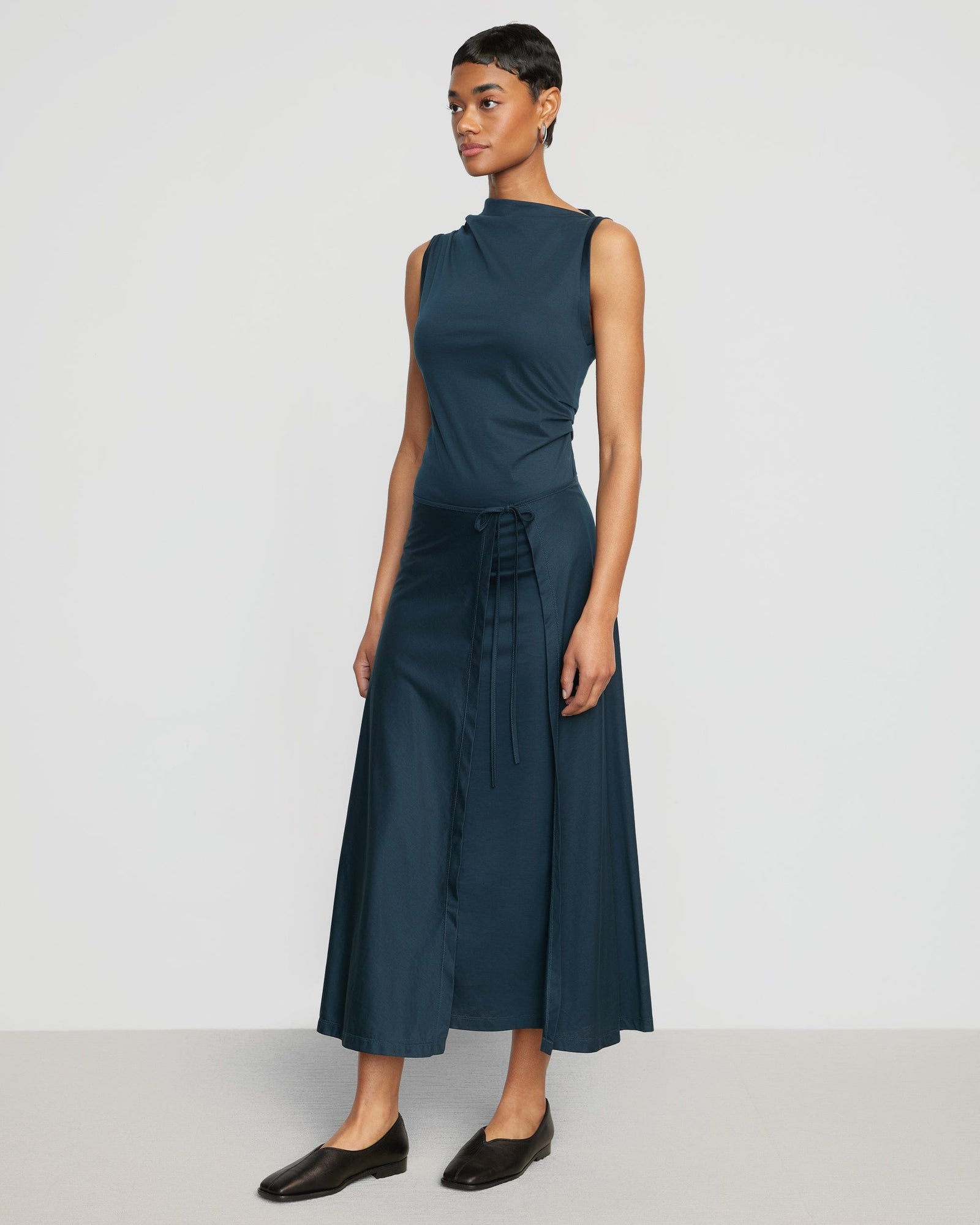 Simone | Amelia Asymmetric-Neck Wrap Dress in Size Small