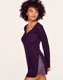 Adore Me Eniko Sleepshirt in color Blackberry Cordial and shape sleepshirt