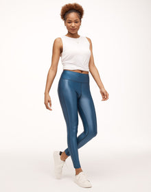 Adore Me Gia Glossy Legging Low Shine Activewear Legging in color Dark Denim and shape legging