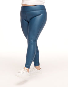Adore Me Gia Glossy Legging Low Shine Activewear Legging in color Dark Denim and shape legging