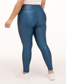 Adore Me Gia Glossy Legging Low Shine Activewear Legging in color Dark Denim and shape legging