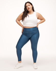Adore Me Gia Glossy Legging Low Shine Activewear Legging in color Dark Denim and shape legging