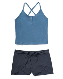 Adore Me Paige Cami & Short Set in color Coronet Blue and shape pj