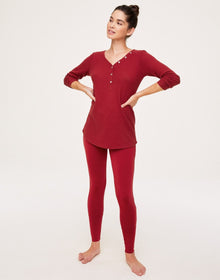 Adore Me Adison Long-Sleeve Henley Top & Legging PJ Set in color Rio Red and shape pj