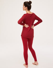 Adore Me Adison Long-Sleeve Henley Top & Legging PJ Set in color Rio Red and shape pj