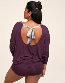 Adore Me Lyanna PJ Short Set in color Blackberry Wine and shape pj