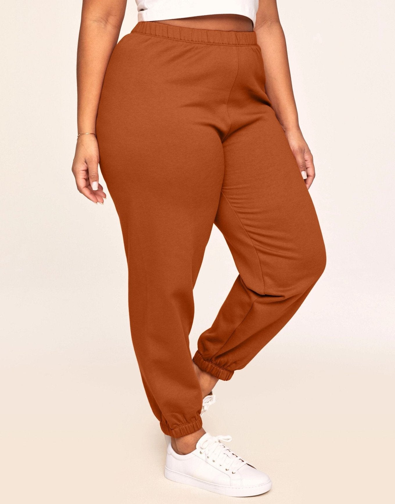 Adore Me Kaylie Classic Fleece Sweatpant in color Rust and shape pant