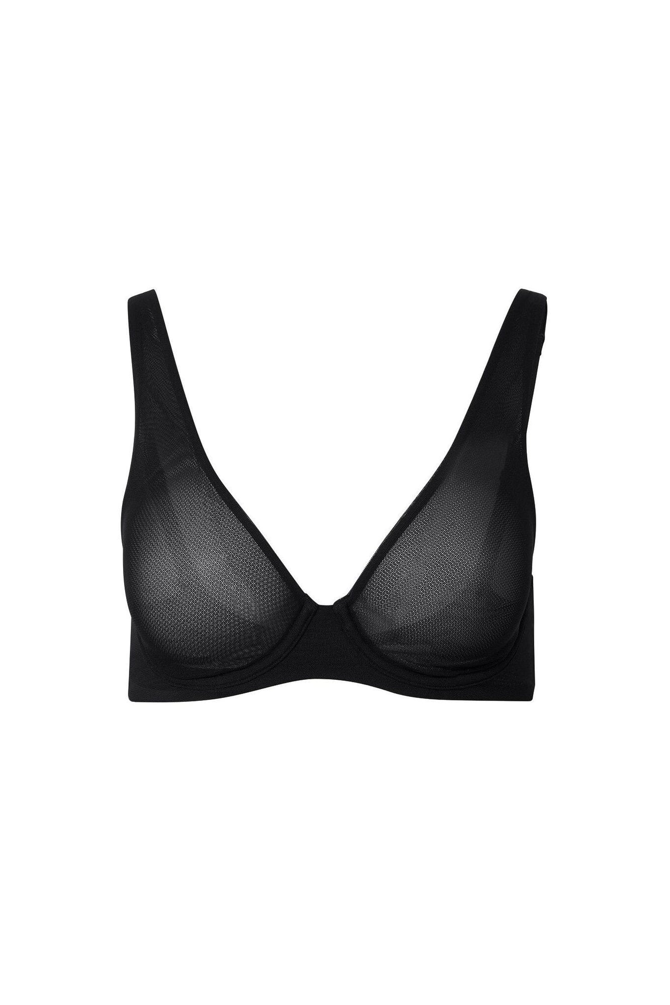 Adore Me Ivy Mesh Underwired Triangle Bralette in color Jet Black and shape triangle