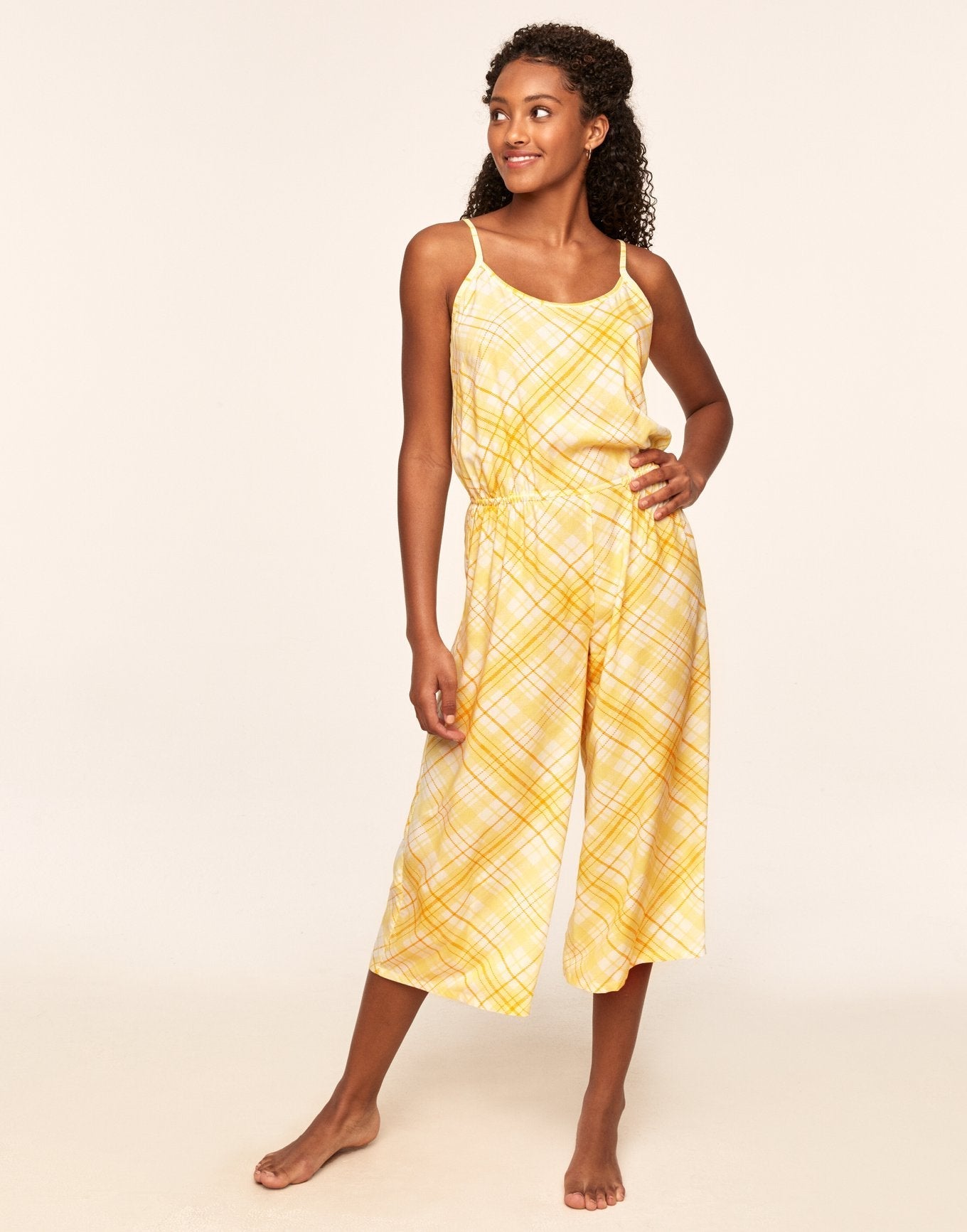 Adore Me Grace 100% Rayon Jumpsuit in color Picnic Checks C01 and shape romper