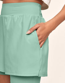 Adore Me Selina 2in1 Short Two Layer Active Short with Pockets in color Walkpop_Green Come True and shape short