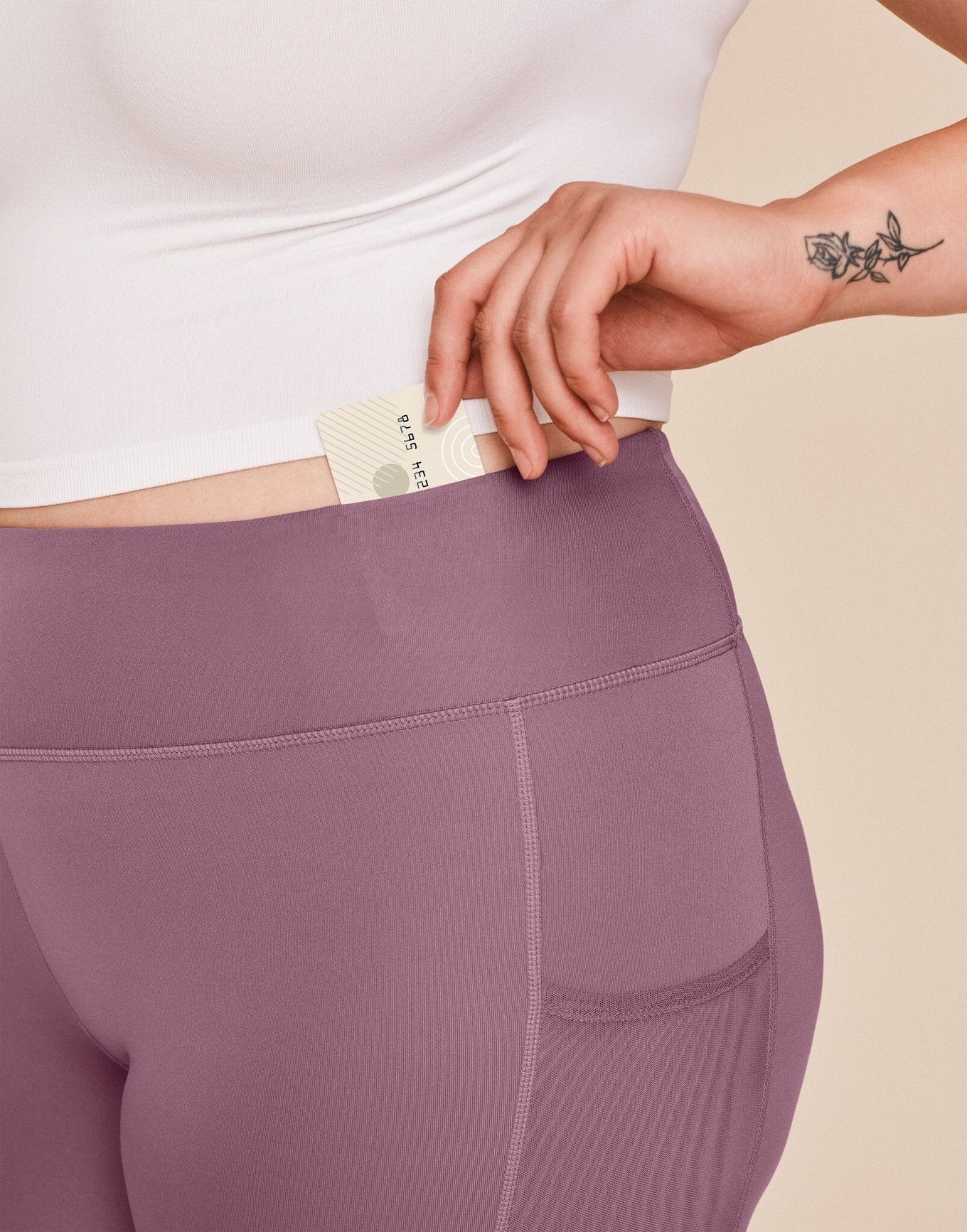 Adore Me Ava Legging Active Legging with Pockets and Mesh Details in color Walkpop_Plum Pie and shape legging