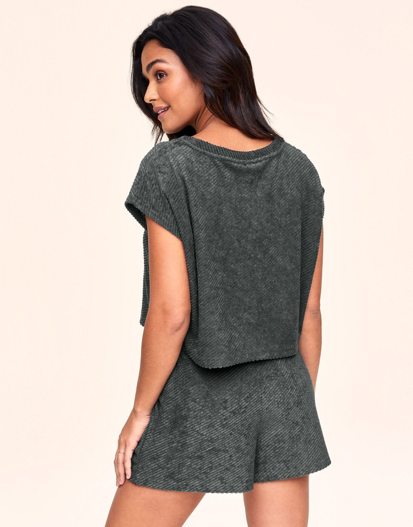 Adore Me Amina Short PJ Set in color Urban Chic and shape pj