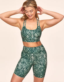 Adore Me Cora Cozy Bra Super-Soft Sports Bra in color Forrest Snake and shape sports bra