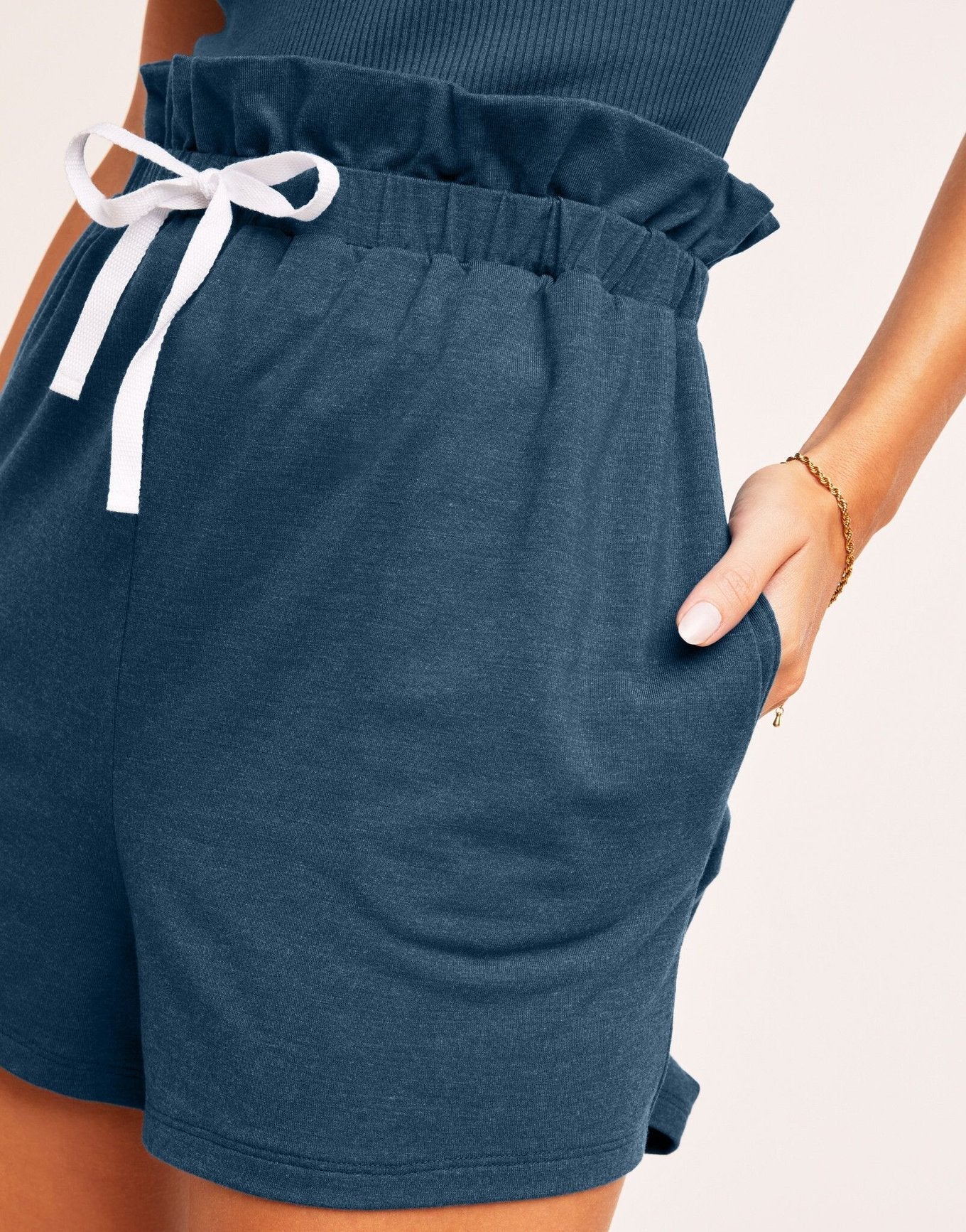 Adore Me Eliah Short in color Indian Teal and shape pj