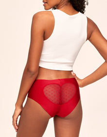 Adore Me Claire No-Show Hipster Feat. Heart Cut-Out in color Barbados Cherry and shape hipster