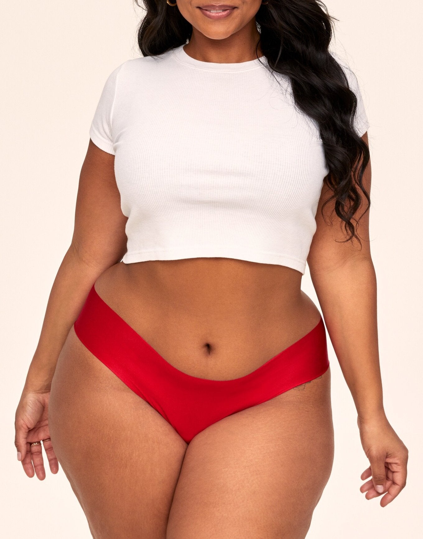 Adore Me Claire No-Show Hipster Feat. Heart Cut-Out in color Barbados Cherry and shape hipster
