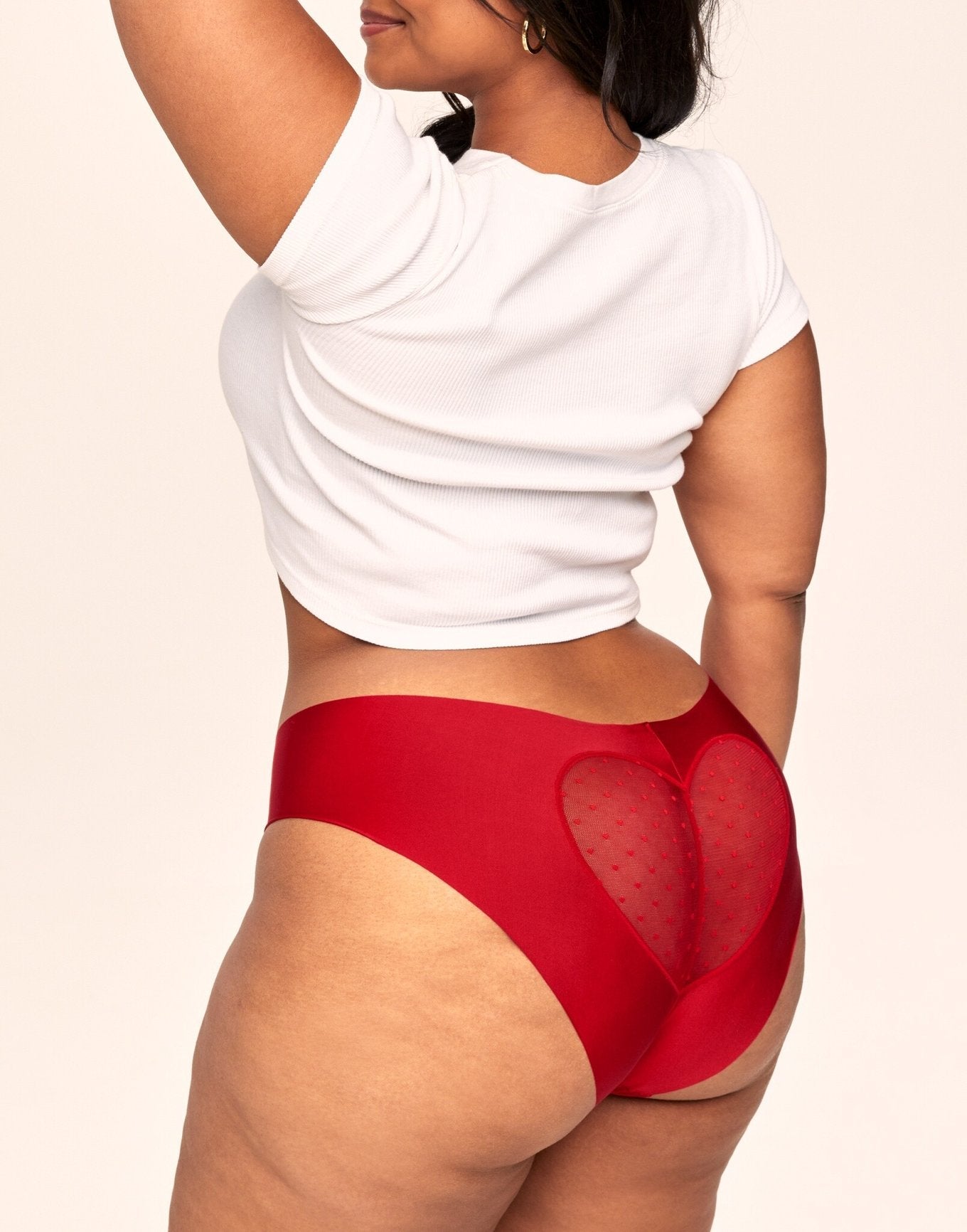 Adore Me Claire No-Show Hipster Feat. Heart Cut-Out in color Barbados Cherry and shape hipster