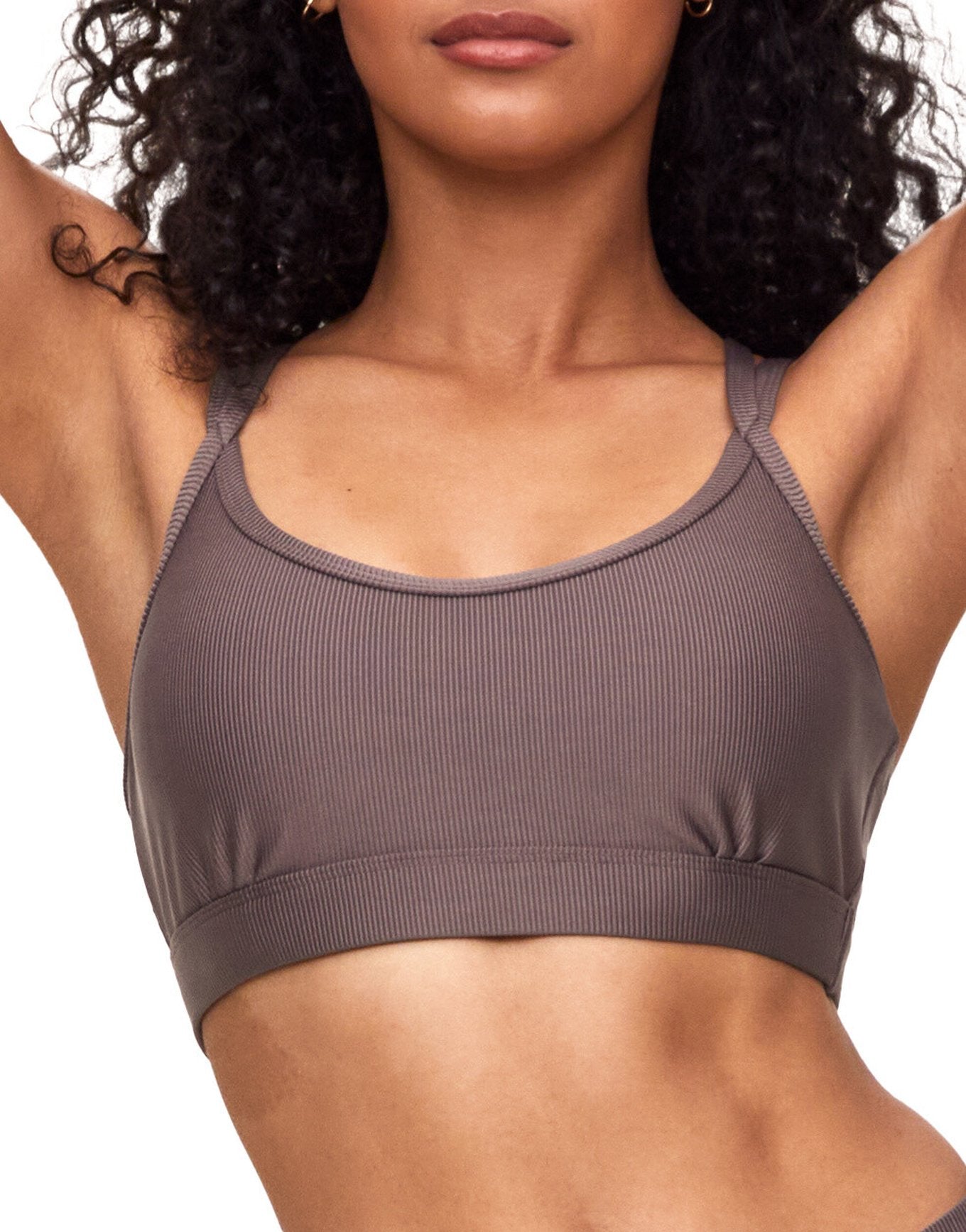 Adore Me Remy Rib Bra Ribbed Sports Bra in color Brisket and shape sports bra