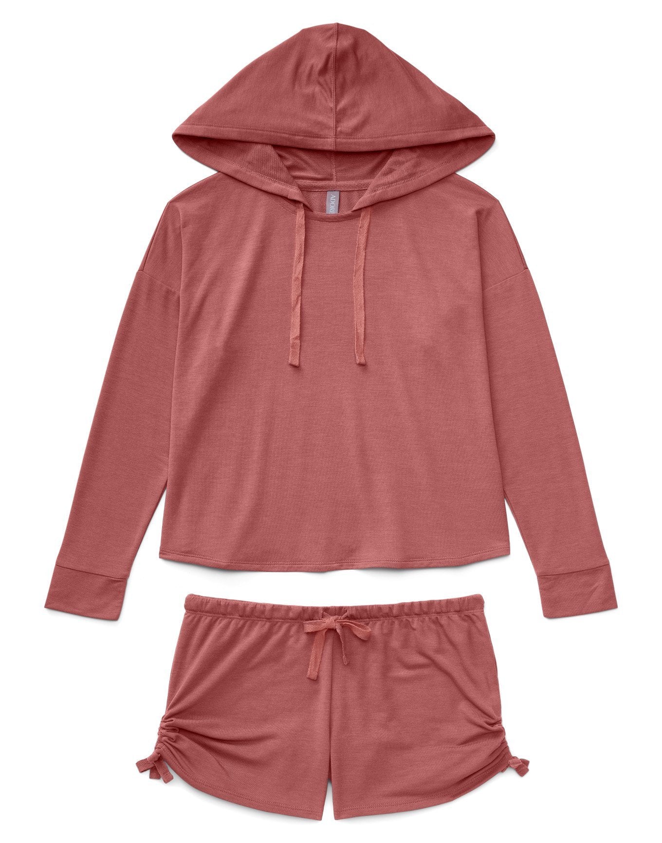 Adore Me Abbey Hoodie & Short Set in color Withered Rose and shape pj