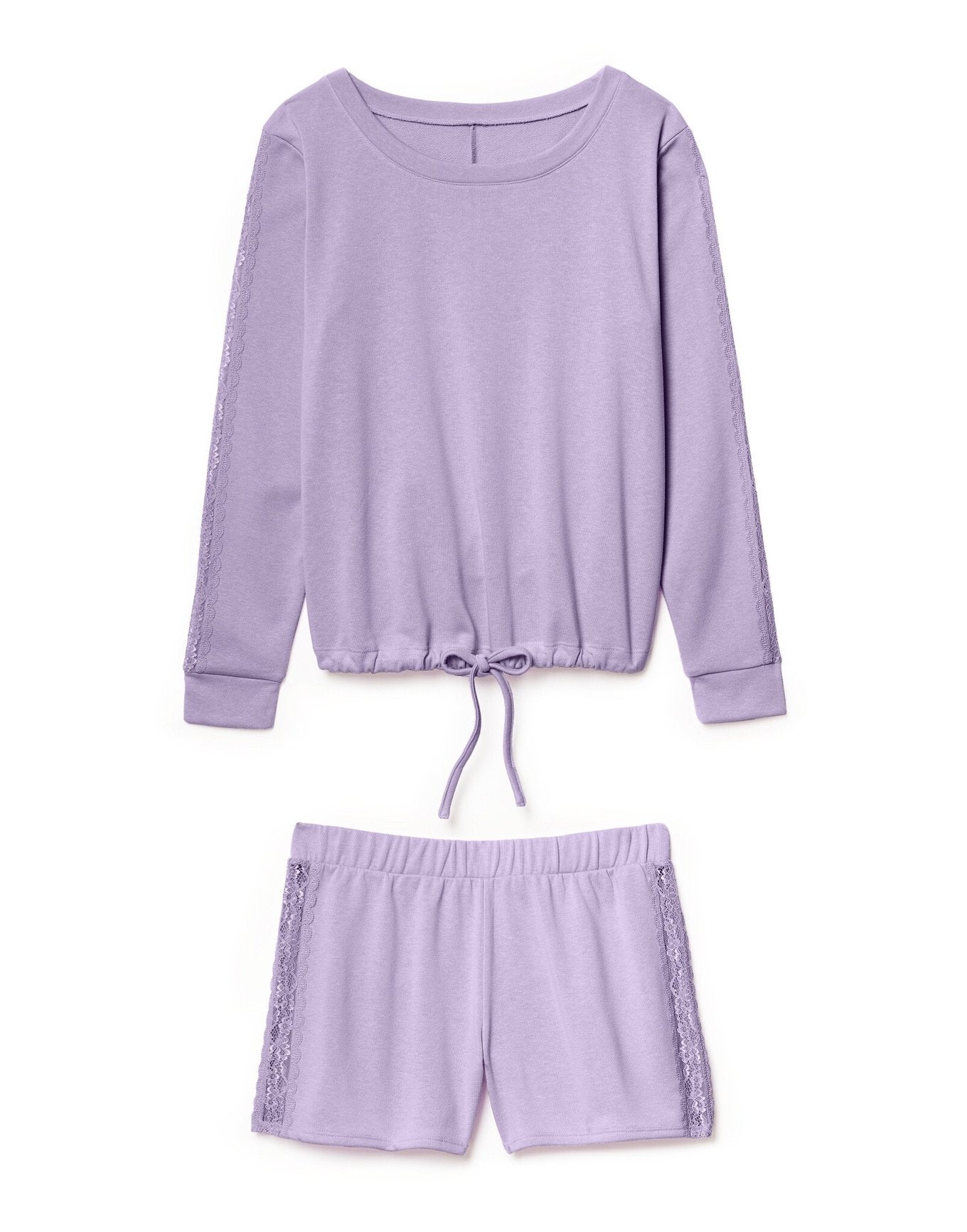 Adore Me Alexia Sweatshirt & Short Set in color Pastel Lilac and shape pj