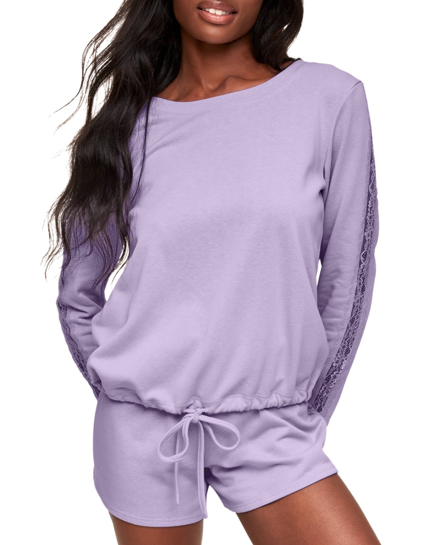 Adore Me Alexia Sweatshirt & Short Set in color Pastel Lilac and shape pj