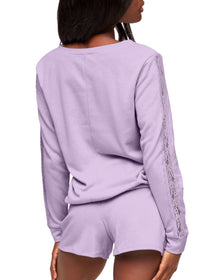 Adore Me Alexia Sweatshirt & Short Set in color Pastel Lilac and shape pj