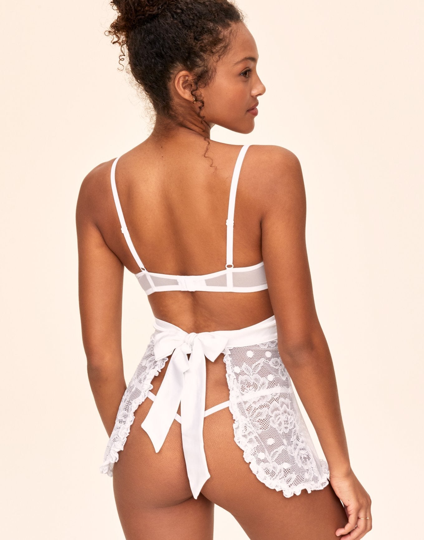 Adore Me Etty Babydoll & G-String Set in color Bright White and shape babydoll