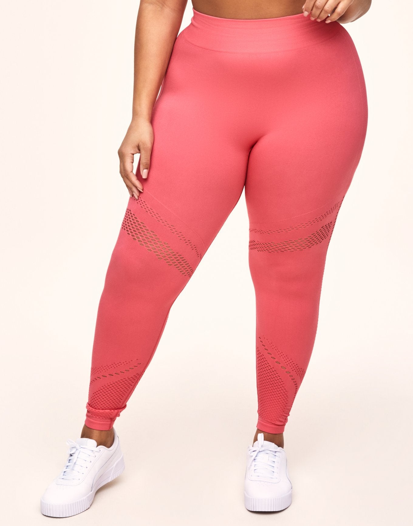 Adore Me Skylar Seamless Legging Seamless Legging in color Sunkist Coral and shape legging