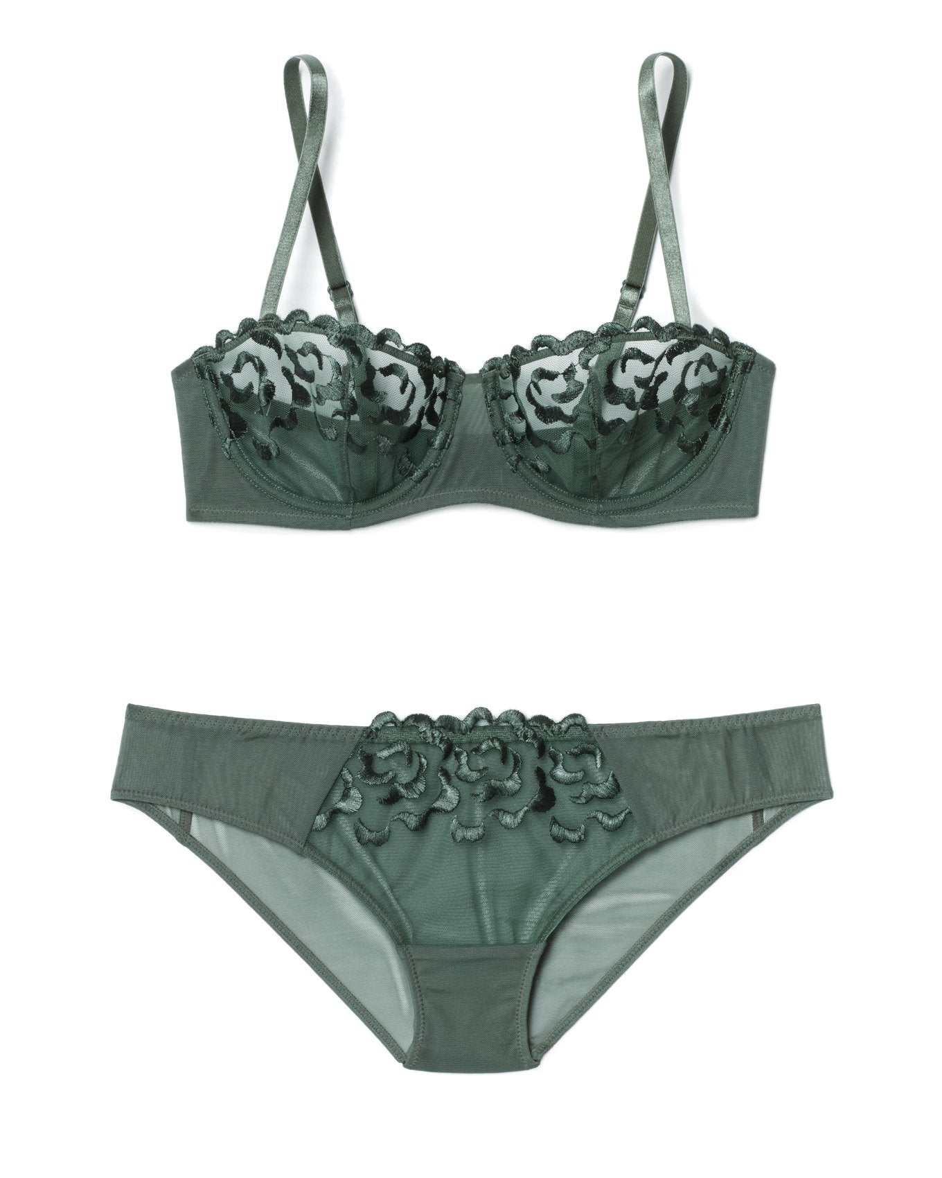 Adore Me Tiana Unlined Balconette Bra in color Jungle Green and shape balconette