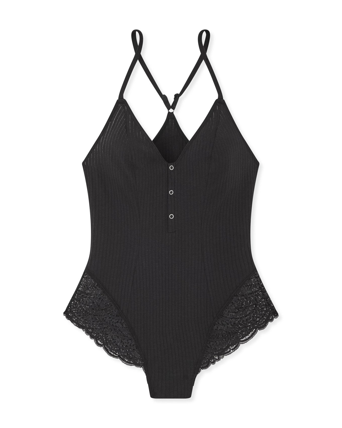 Adore Me Emilia Bodysuit in color Jet Black and shape bodysuit