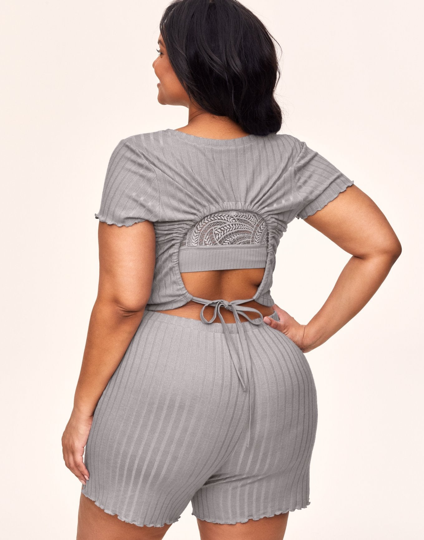 Adore Me Lilliana T-Shirt & Shorts Set in color Alloy and shape pj