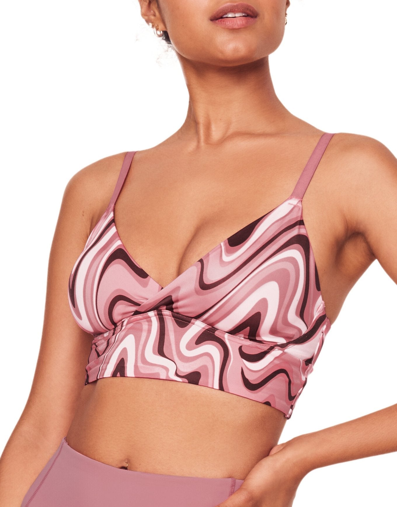 Adore Me Kali Low-Impact Sports Bra in color Feelin' Groovy C02 V2 and shape sports bra