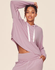 Adore Me Jilianne Cropped Hoodie in color Dawn Pink and shape hoodie