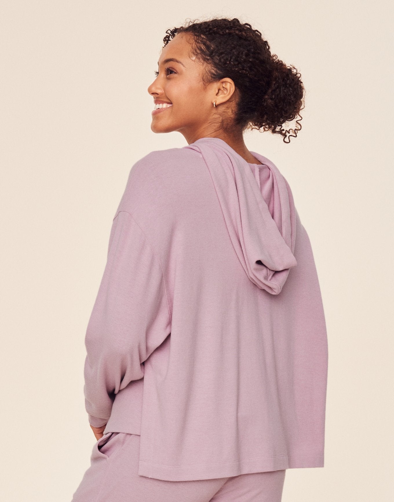 Adore Me Jilianne Cropped Hoodie in color Dawn Pink and shape hoodie