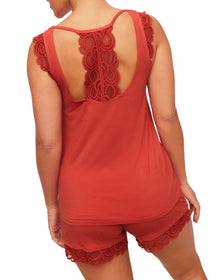 Adore Me Alaina Tank and Shorts Set in color Molten Lava and shape pj