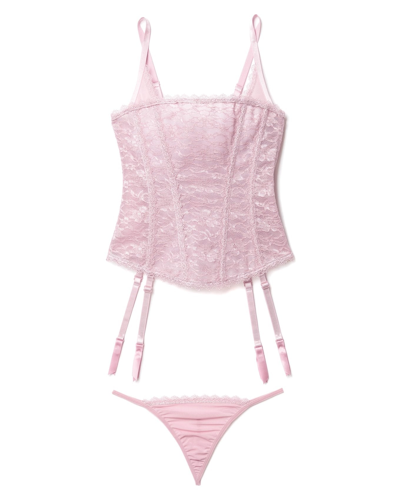 Adore Me Vira Corset & G-String Set in color Dawn Pink and shape corset