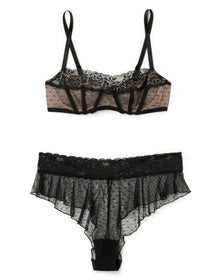 Adore Me Ellanora Unlined Balconette Bra in color Jet Black and shape balconette