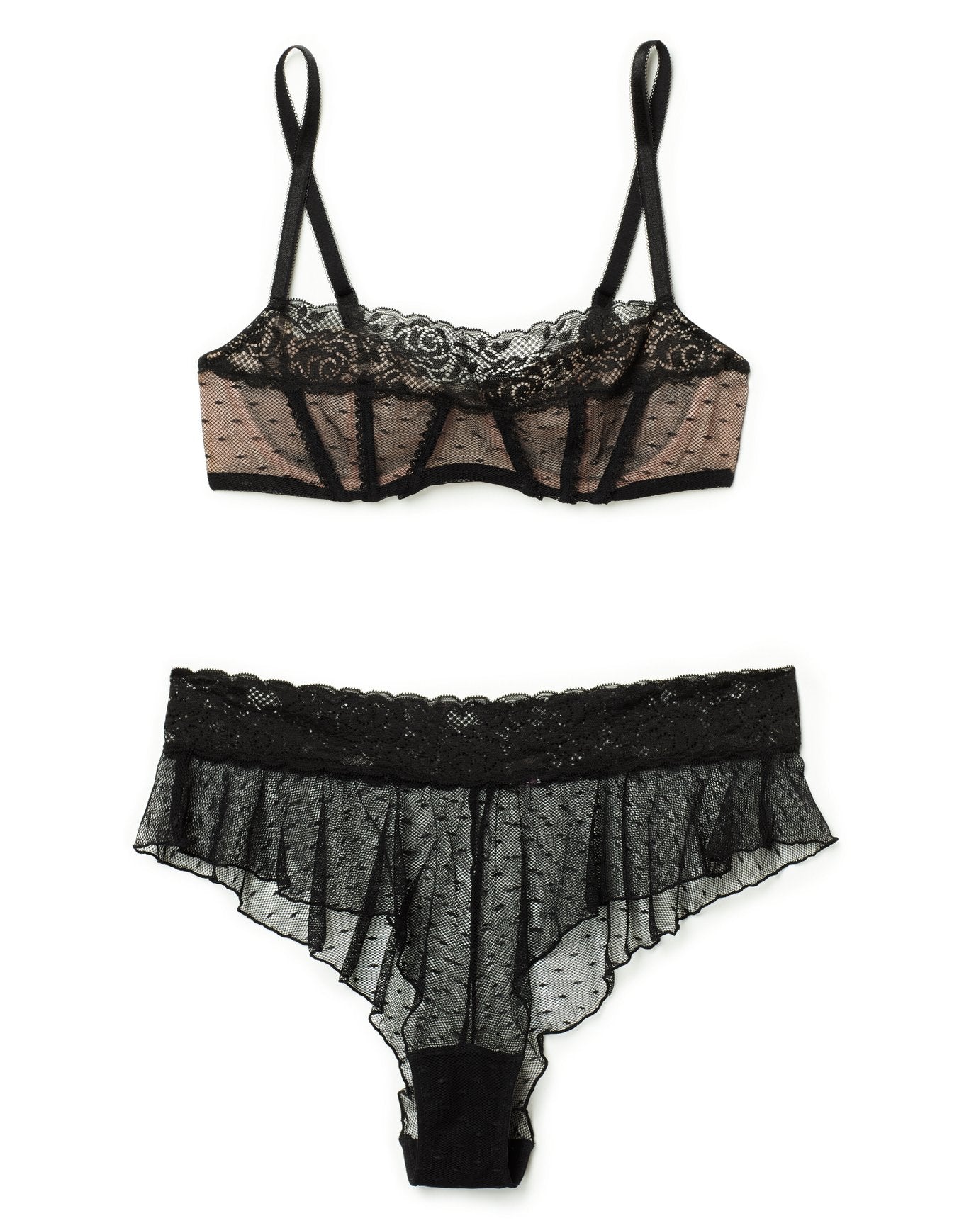 Adore Me Ellanora Unlined Balconette Bra in color Jet Black and shape balconette