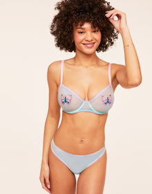 Adore Me Alyshia Unlined Demi Bra in color Blue Tint and shape demi