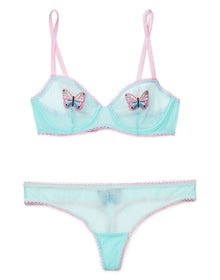 Adore Me Alyshia Unlined Demi Bra in color Blue Tint and shape demi